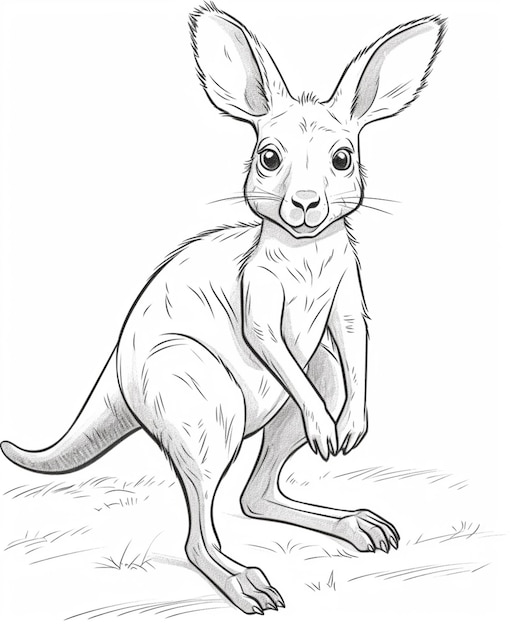A drawing of a kangaroo standing on its hind legs generative ai