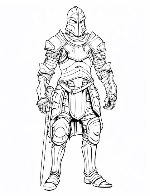 a drawing of a knight in armor with a sword generative ai