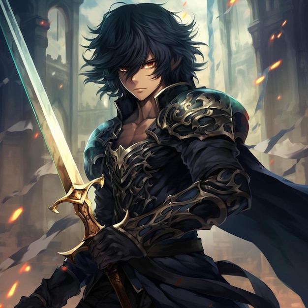 Рисунок рыцаря с мечом и драконом