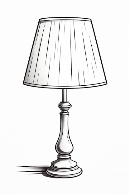 a drawing of a lamp with a shade on it generative ai