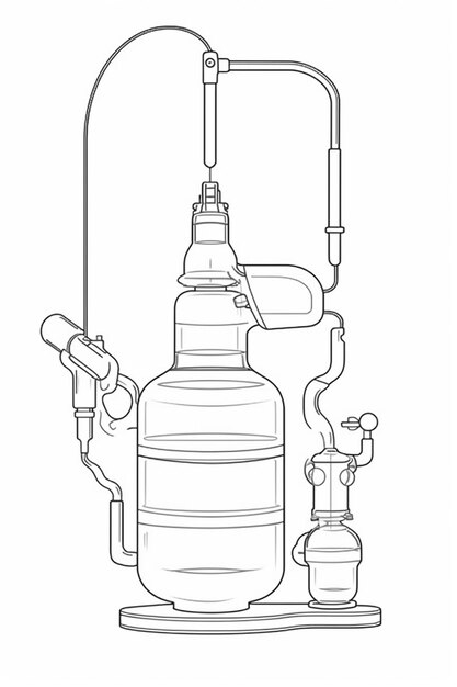 Foto un disegno di un grande serbatoio d'acqua con un tubo collegato ad esso generativo ai