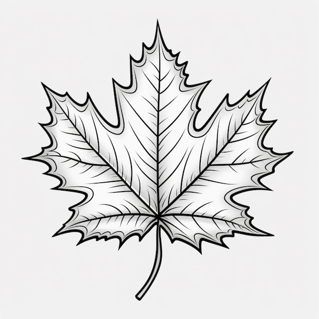 A drawing of a leaf with a black outline on a white background generative ai