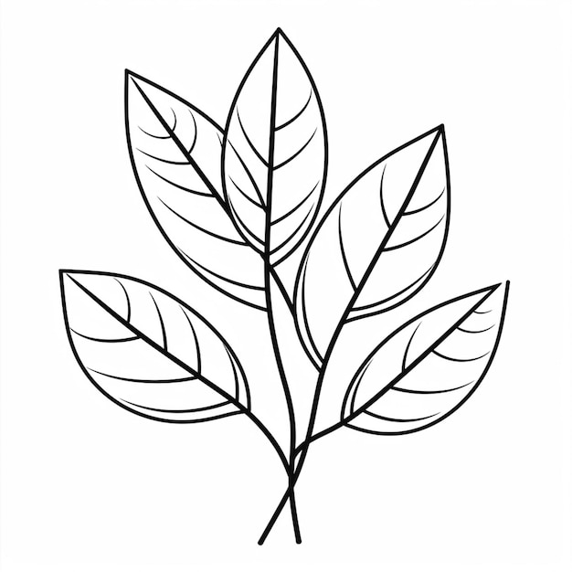 흰색 배경 생성 ai에 줄기가 있는 잎의 그림