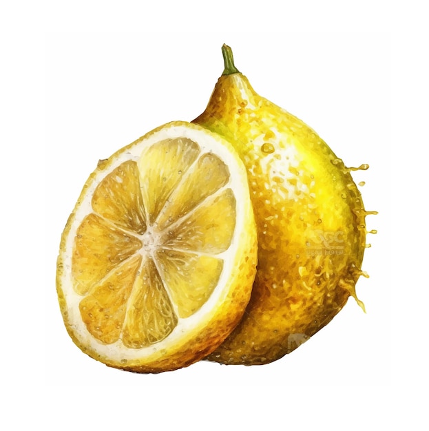 A drawing of a lemon with a lemon slice.