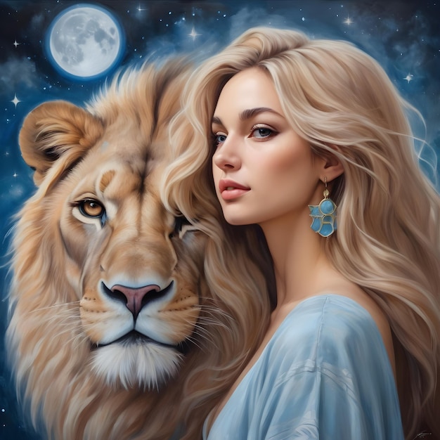 a drawing of a Leo woman zodiac sign Leo