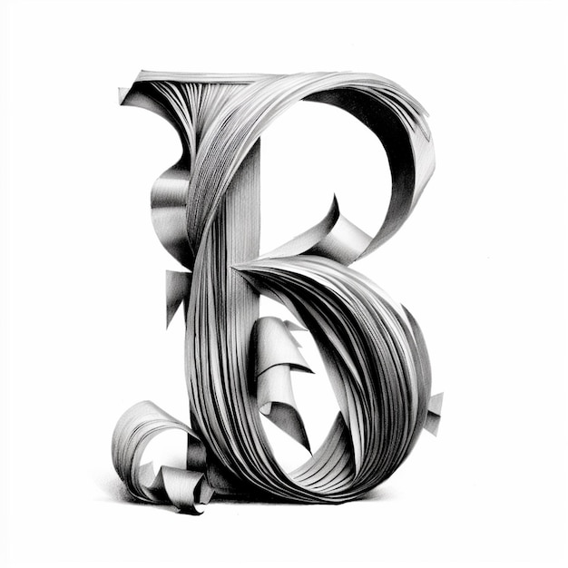 A drawing of a letter b made by the artist.