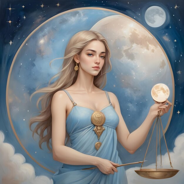 a drawing of a Libra woman zodiac sign Libra