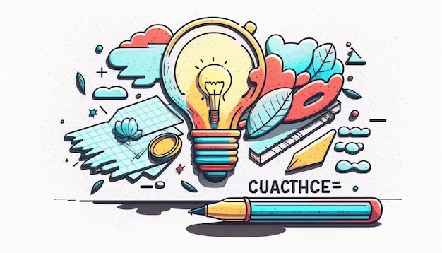 A drawing of a light bulb with the word cuchame on it