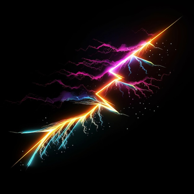 A drawing of a lightning strike with a black background.