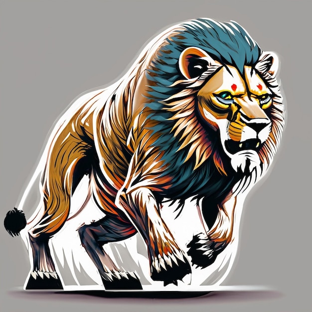 Drawing lion in distinctive colors