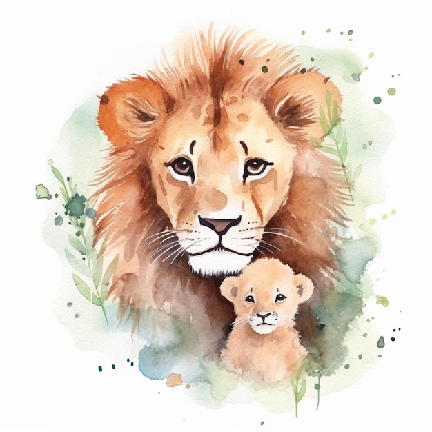 Foto un disegno di un leone e una leonessa.