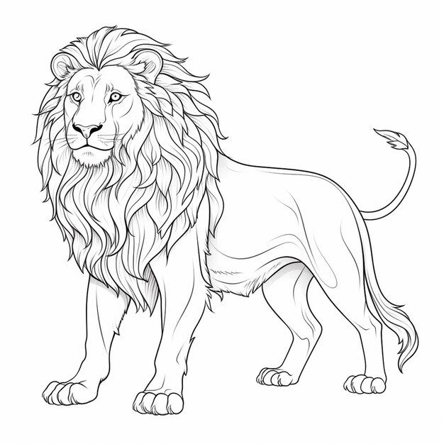 Photo a drawing of a lion standing on a white background generative ai