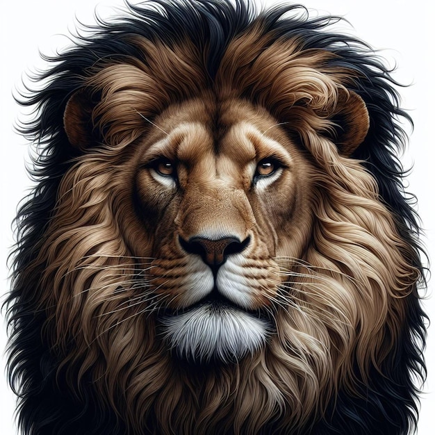 Photo a drawing of a lion with a black mane and a white border