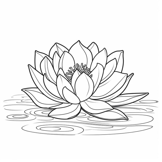 Photo a drawing of a lotus flower in the water generative ai