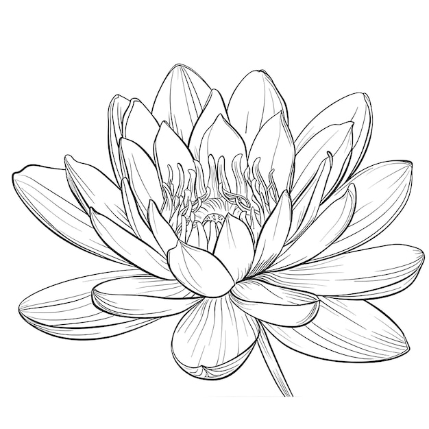 Photo a drawing of a lotus with a large flower on it