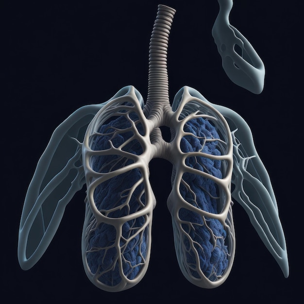 A drawing of a lung with the lungs labeled'the lung '