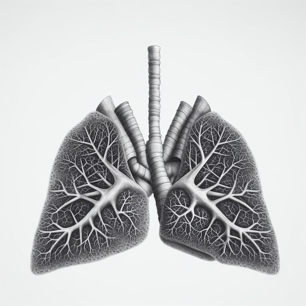 A drawing of a lungs with the word lung on it.