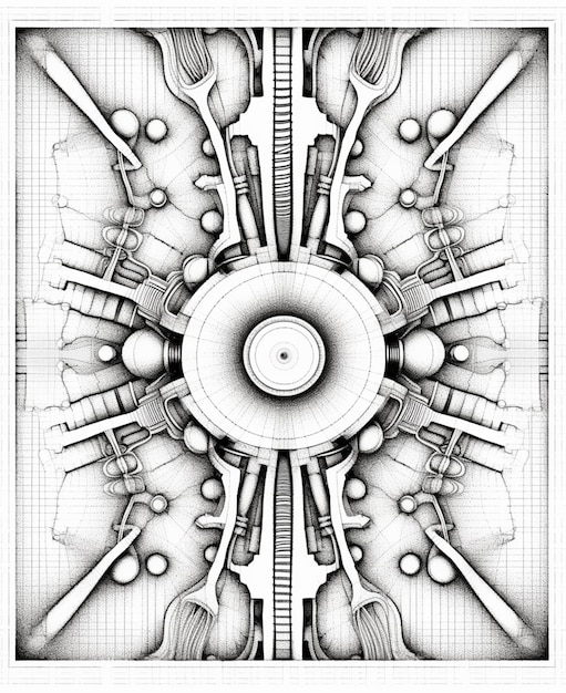 Photo a drawing of a machine with a clock on it generative ai