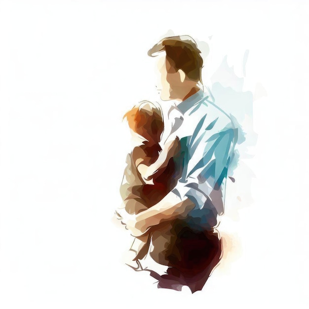 A drawing of a man and a child