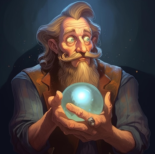 A drawing of a man holding a globe