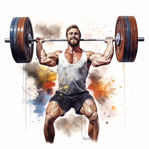 Photo a drawing of a man lifting a barbell with the words  bodybuilding  on it