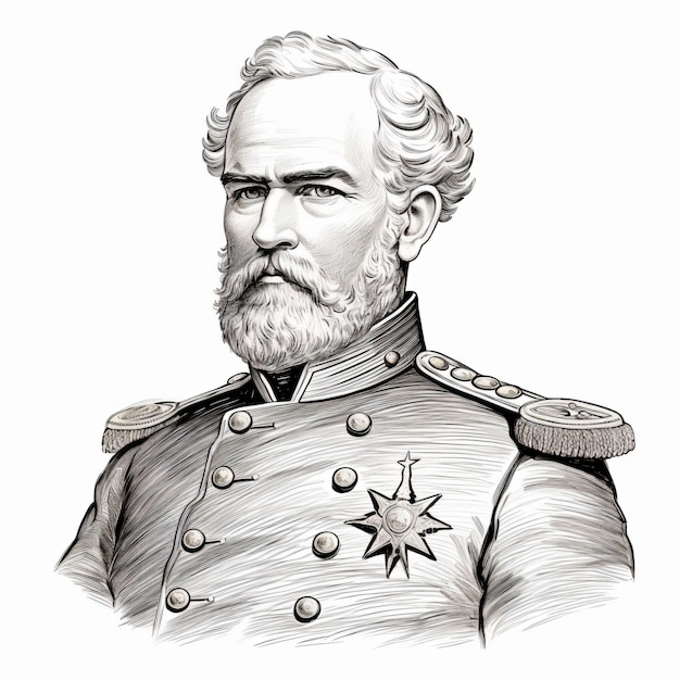 Photo a drawing of a man in a military uniform