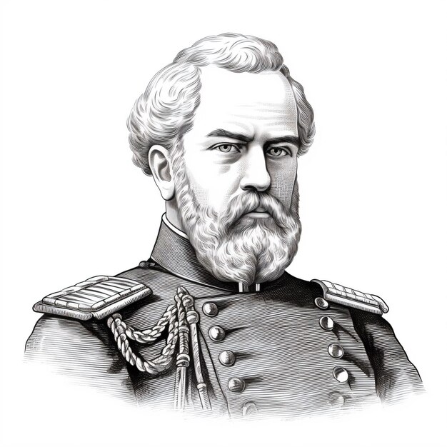 Photo a drawing of a man in a military uniform