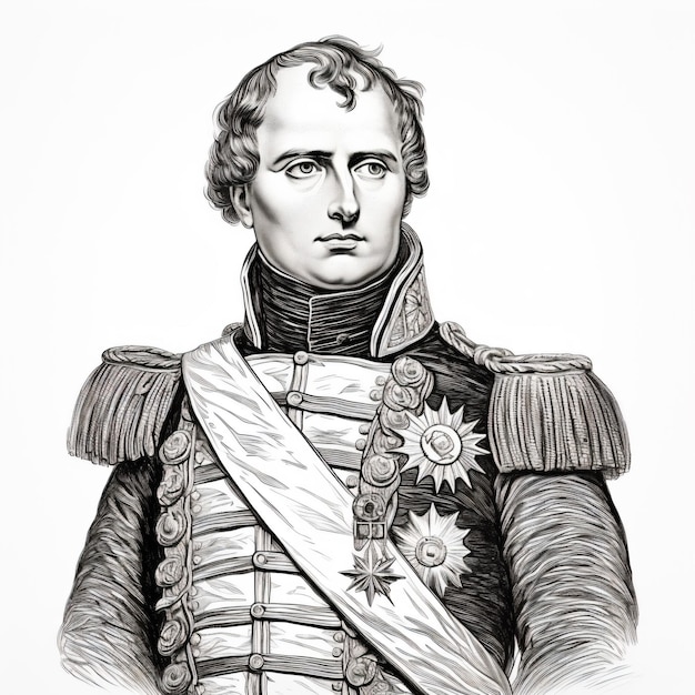 Photo a drawing of a man in a military uniform