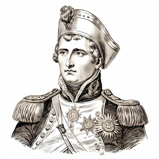 Photo a drawing of a man in a military uniform