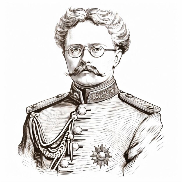 Photo a drawing of a man in a military uniform