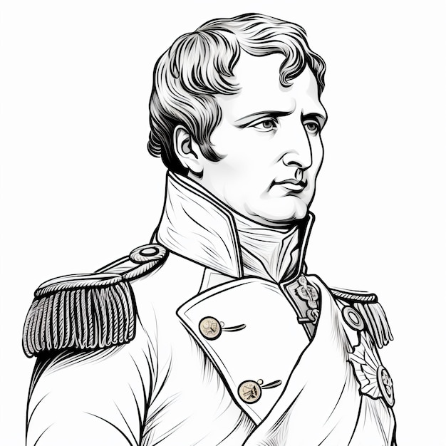 Photo a drawing of a man in a military uniform