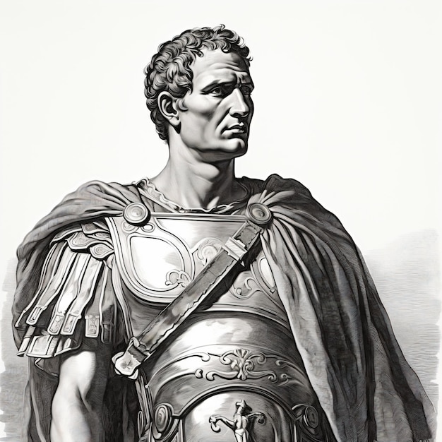 a drawing of a man in a roman costume