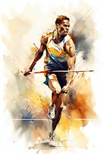 A drawing of a man running with a baton.