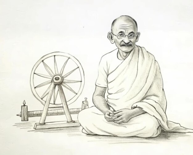 Photo a drawing of a man sitting on a floor with a windmill in the background