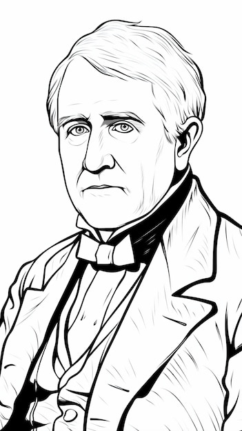 a drawing of a man in a suit and tie