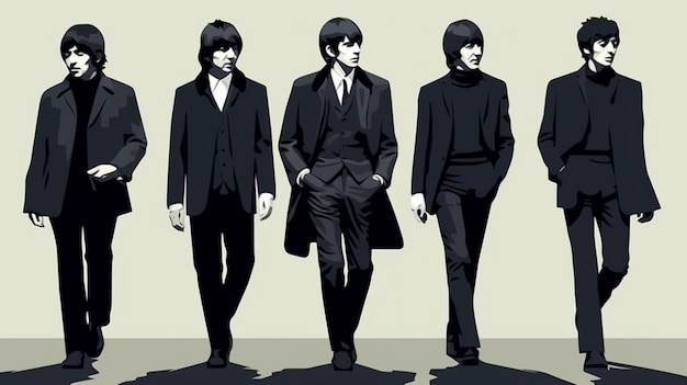 A drawing of a man walking with the words'the beatles'on the front.