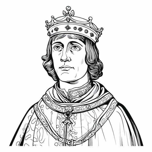 a drawing of a man wearing a crown