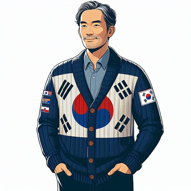 a drawing of a man wearing a sweater with the word usa on it