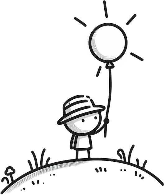 a drawing of a man with a balloon in his hand