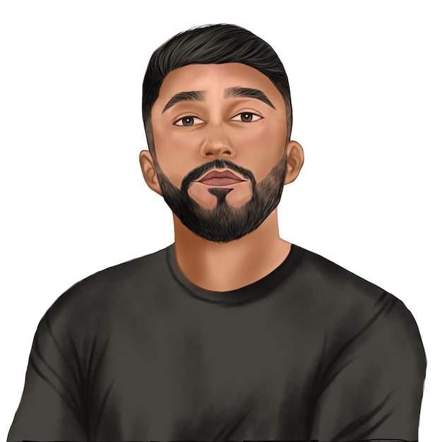 a drawing of a man with a beard and mustache