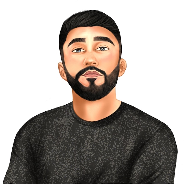 a drawing of a man with a beard and mustache