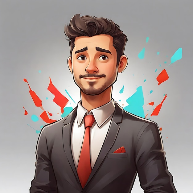 a drawing of a man with a beard and red tie