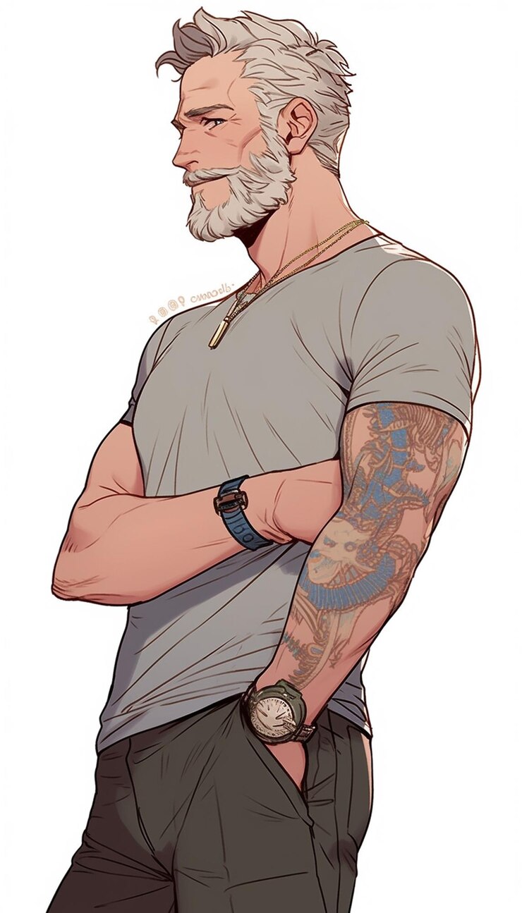 Photo a drawing of a man with a beard and a watch generative ai