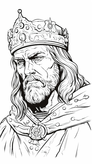 a drawing of a man with a crown on his head