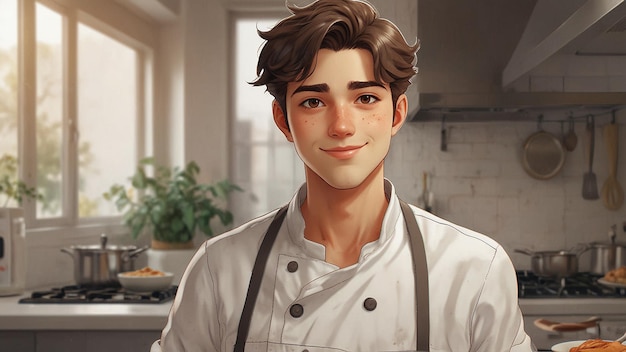 a drawing of a man with a face that says hes a chef