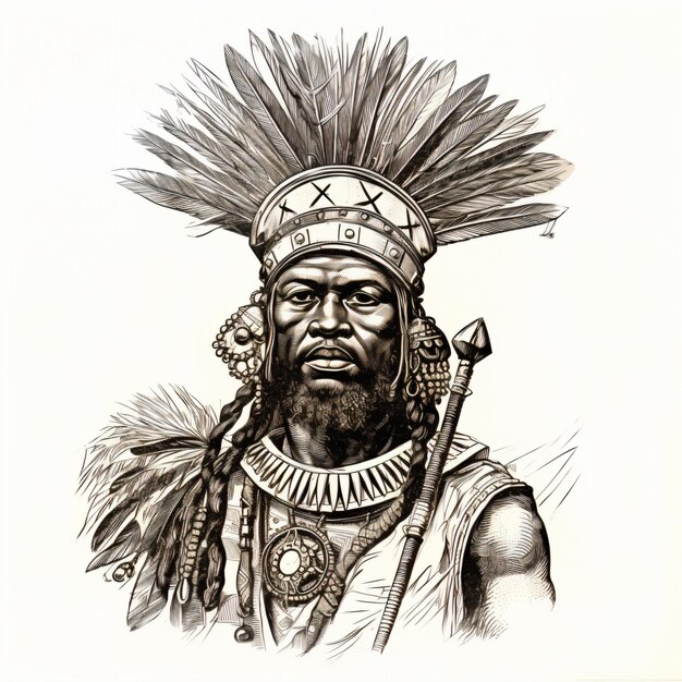 Photo a drawing of a man with a feather headdress