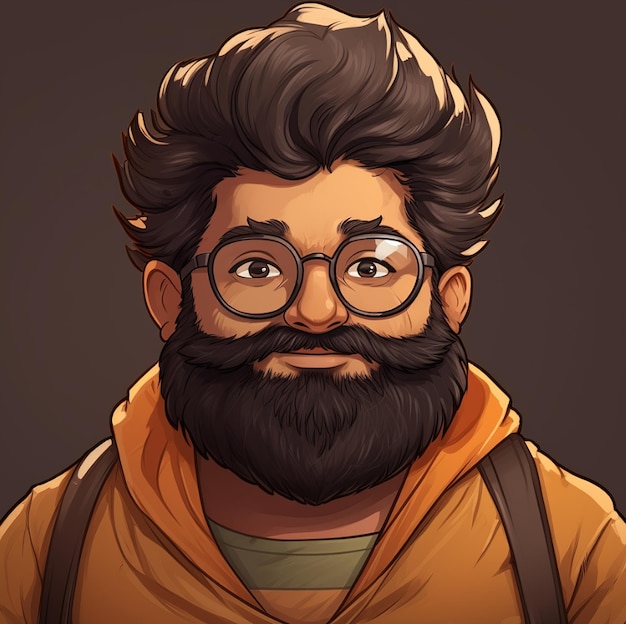 a drawing of a man with glasses and a beard.