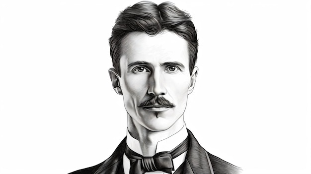 a drawing of a man with a mustache and a bow tie