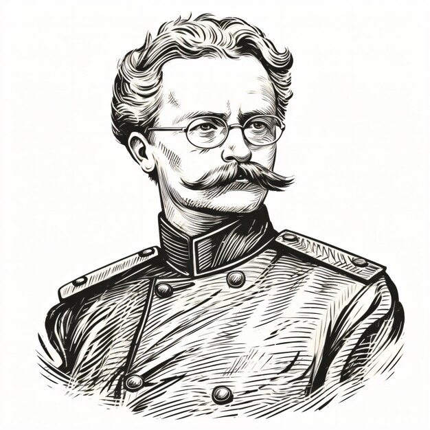 a drawing of a man with a mustache