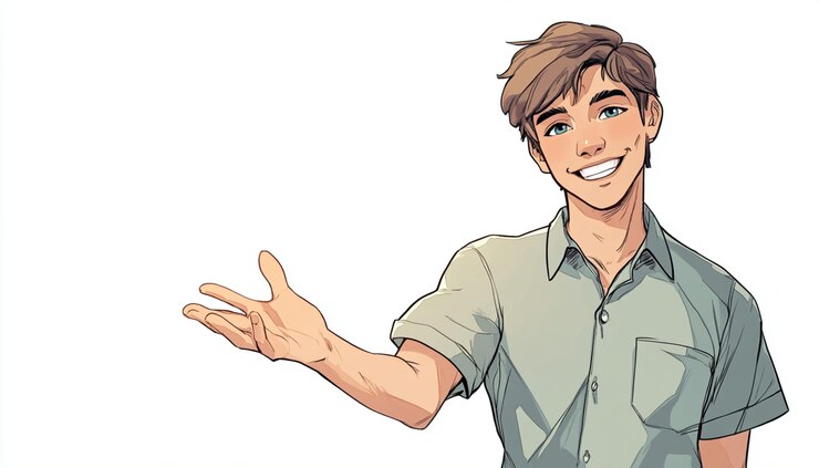 Photo 笑顔を浮かべる男の絵 